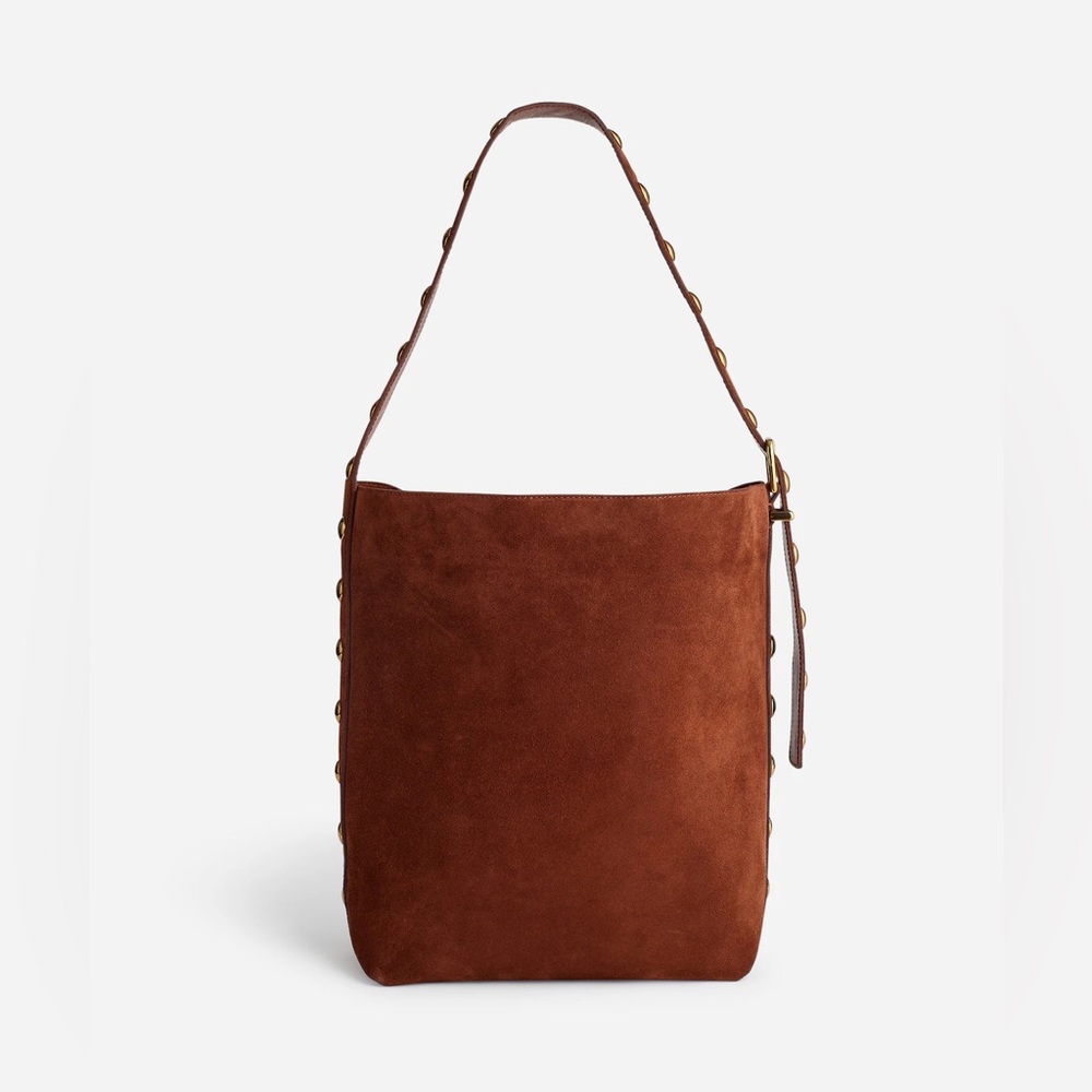 NWT Madewell essential suede bucket tote bag soft mahogany brown suede leather - Picture 3 of 16